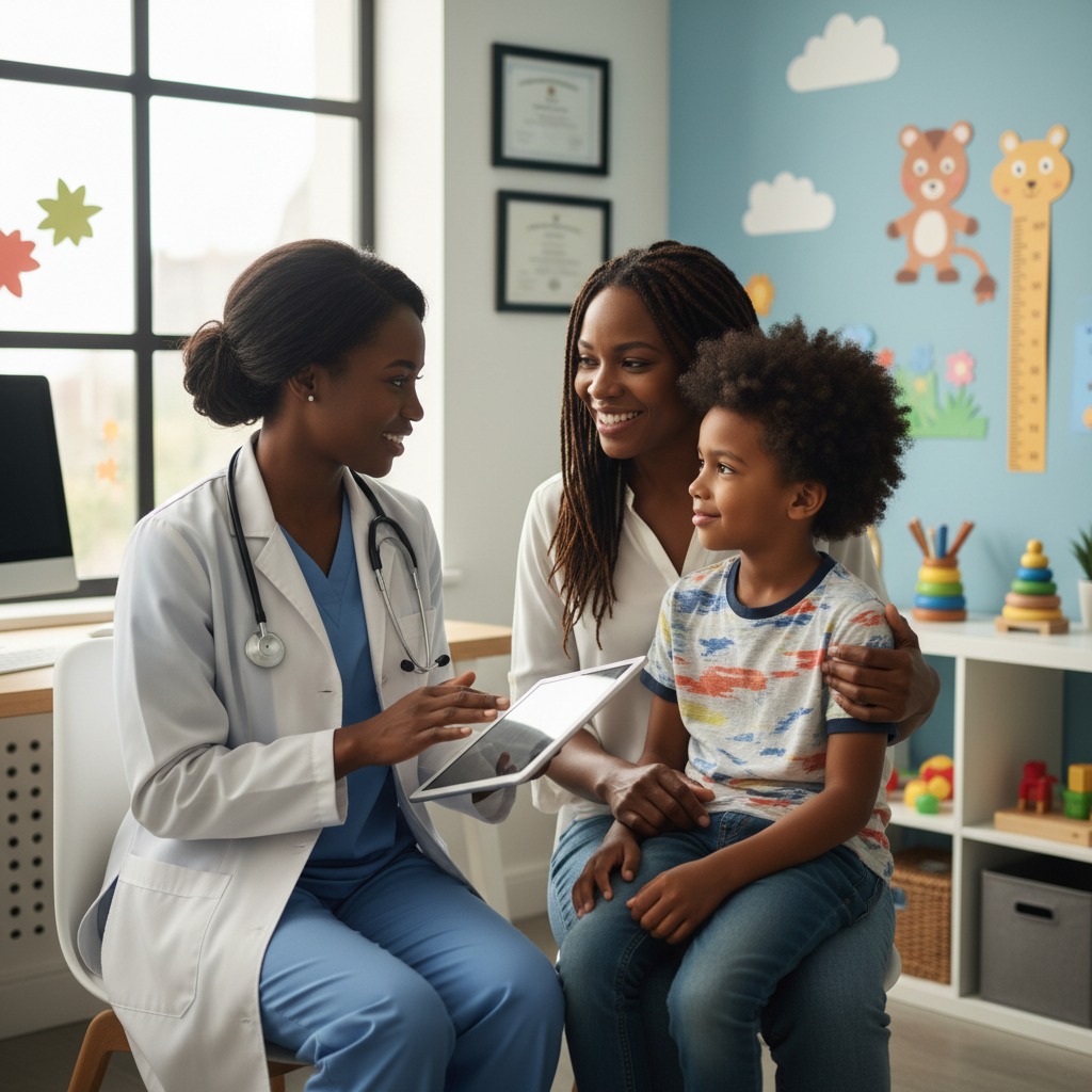 wefitkids doctor_consulting_with child while child is sitting on the parents lap