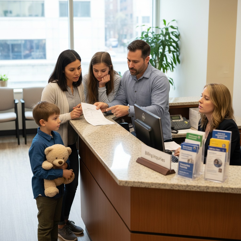 Family paying the bill